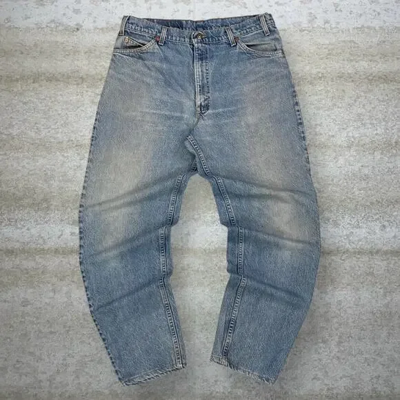 Vintage 90s Orange Tab Levis Jeans 550 36x34 Relaxed Fit Tapered Leg Light Wash - Picture 2 of 9